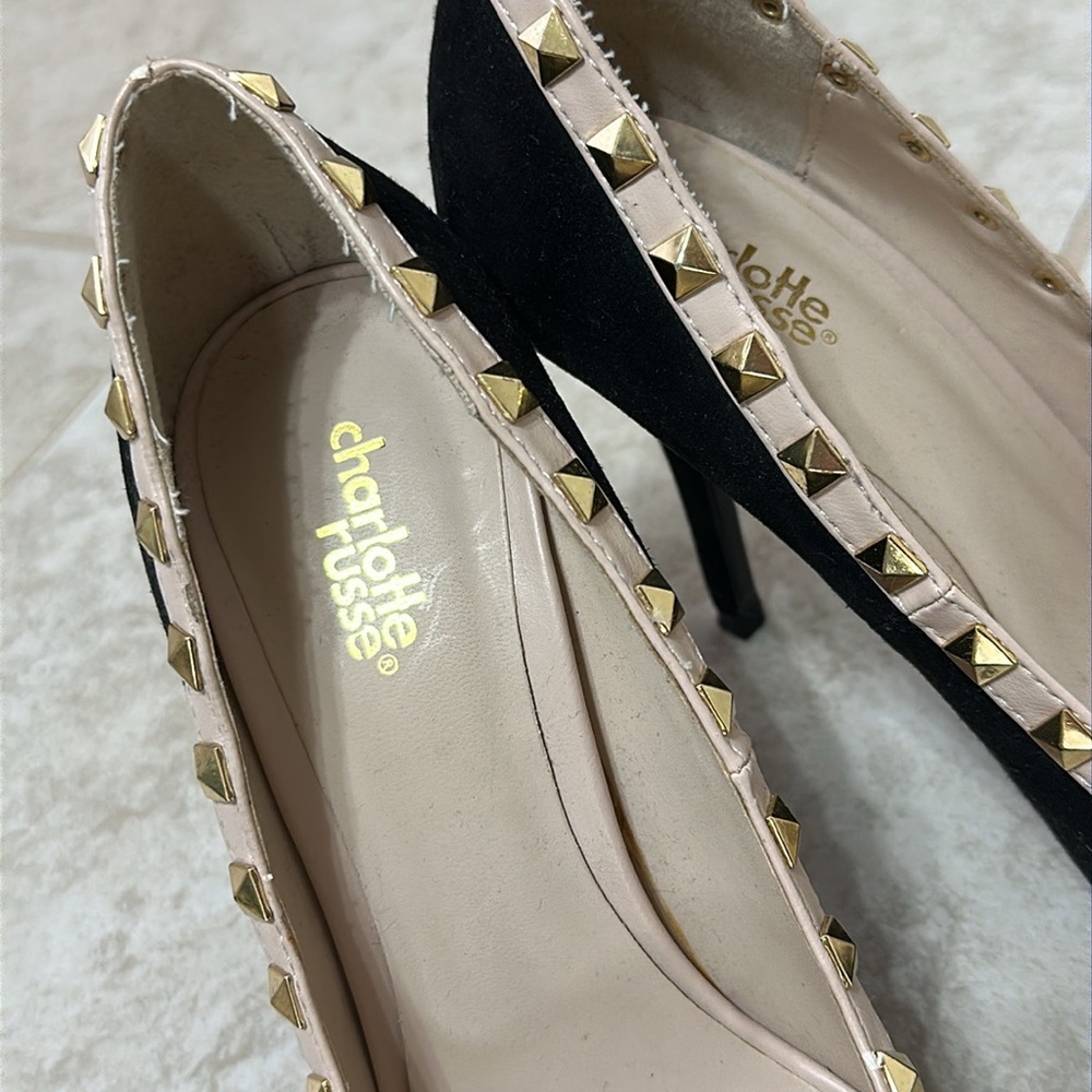 Charlotte Russe Black Studded Heels NEW Sz 8 - Picture 2 of 6